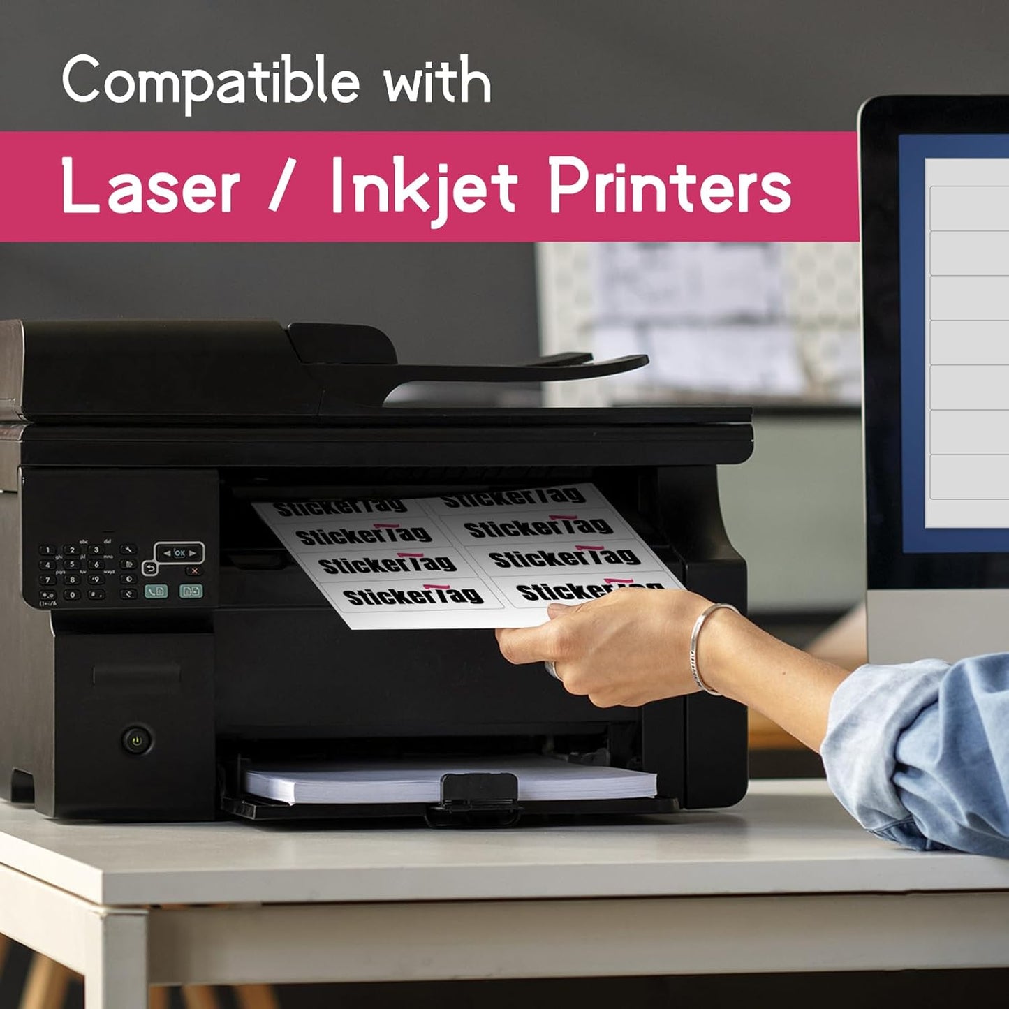 14UP 4" x 1-1/3" Shipping Labels Compatible with Laser & Inkjet Printers, Address Mailing Labels Self Adhesive Stickers (100 Sheets)