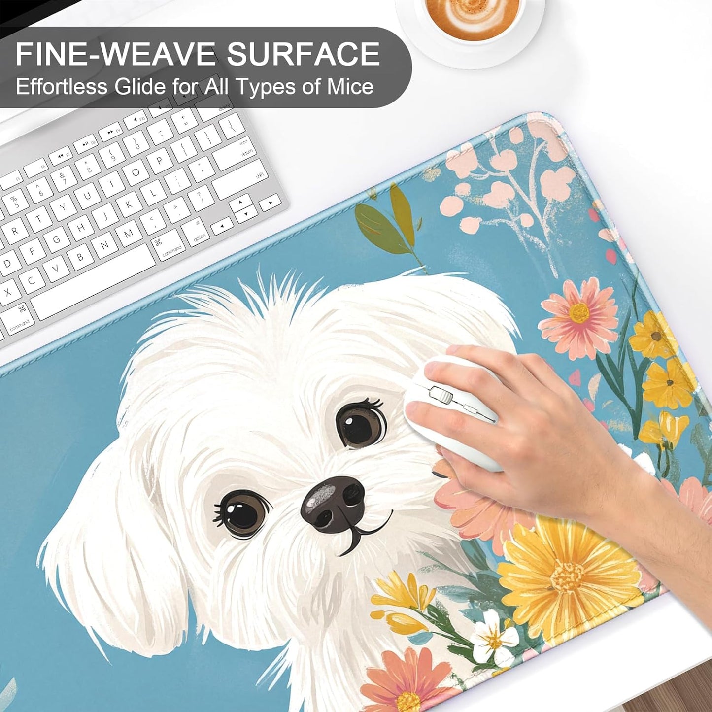 Auhoahsil Large Mouse Pad, XXL Gaming Mousepad, Desk Mat for Desktop, Thick Rubber, Big & Long Size, Stitched Edges, Full Desk Pad for Laptop & Computer, Extended 35.4 x 15.7 in, Cute Dog Pomeranian