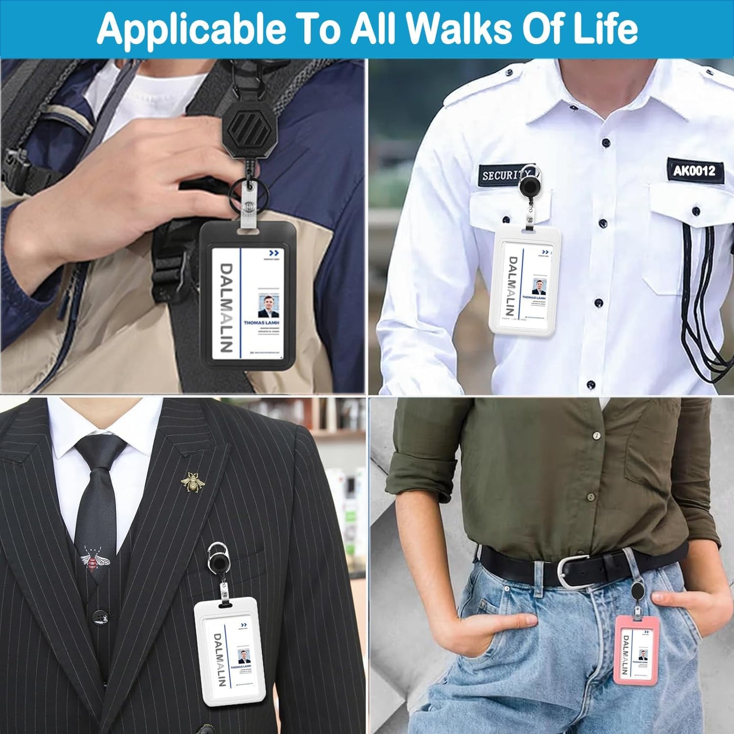 15 Pack Sliding ID Badge Holder Vertical Hard Plastic Card Case Protector Pouch,for Office School ID Credit Cards Proximity Work Badge Sleeve Key Cards Driver's Licenses (White)