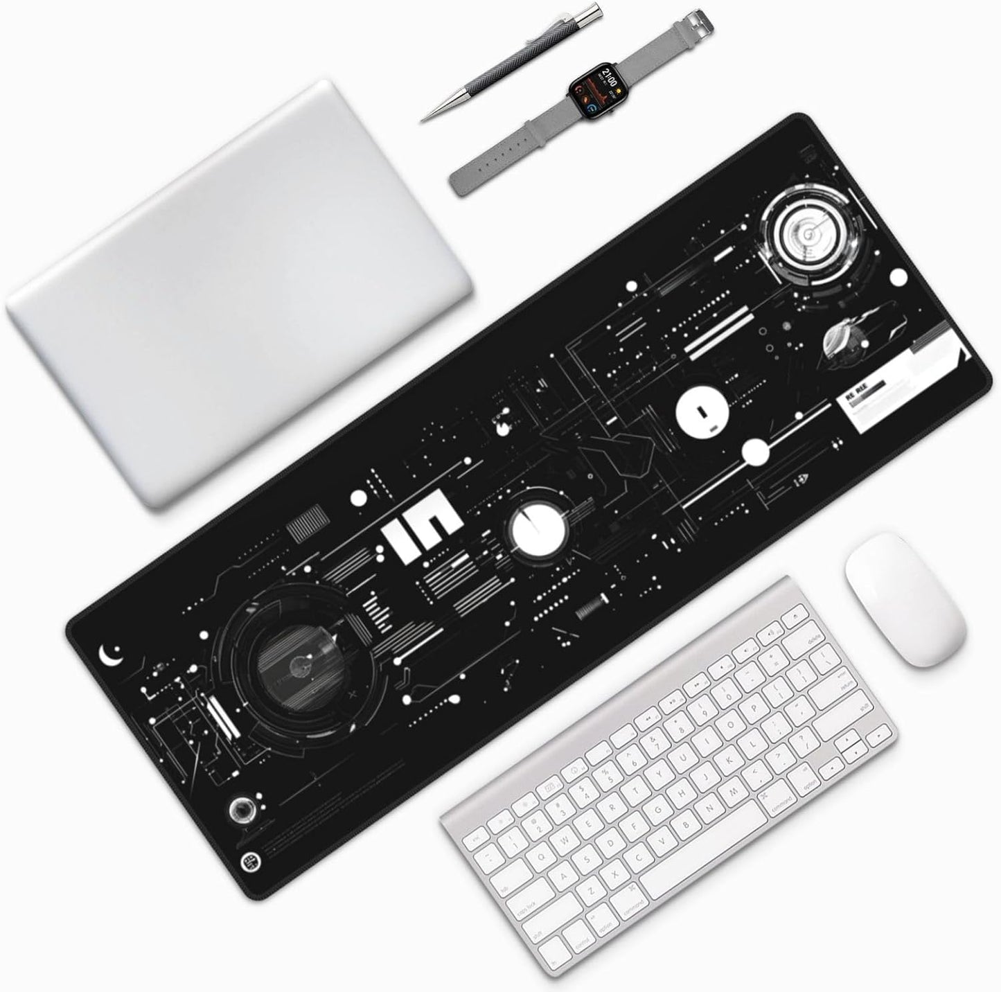 Mechanical Mouse Pad 31.5 X 11.8 Inch Big Desk Rubber Base Stitched Edges Keyboard Pad XXL Mouse Mat for Home Game and Office