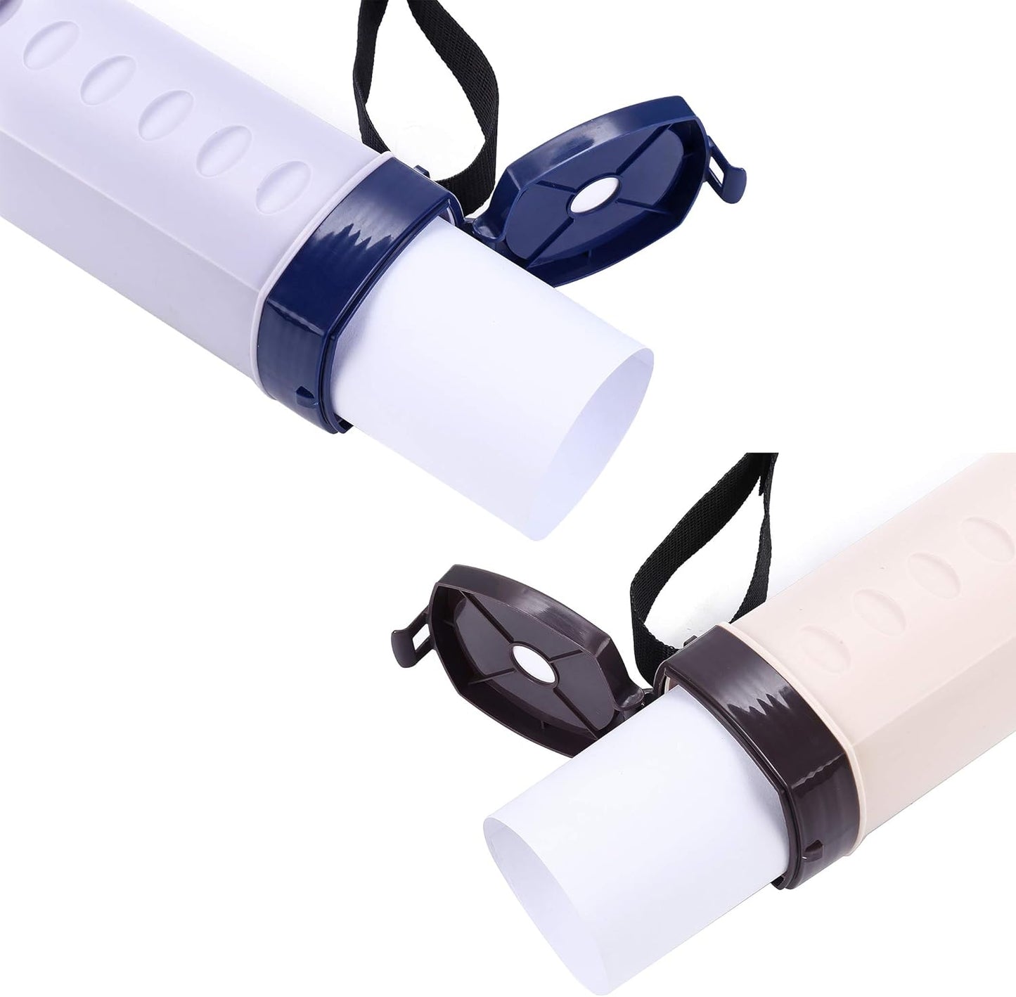 2-Pack Extendable Poster Tubes Expand from 24.5” to 40” with Shoulder Strap | Carry Documents, Blueprints, Drawings and Art | Creamy White and Violet Portable Round Storage Cases with Lids and Labels