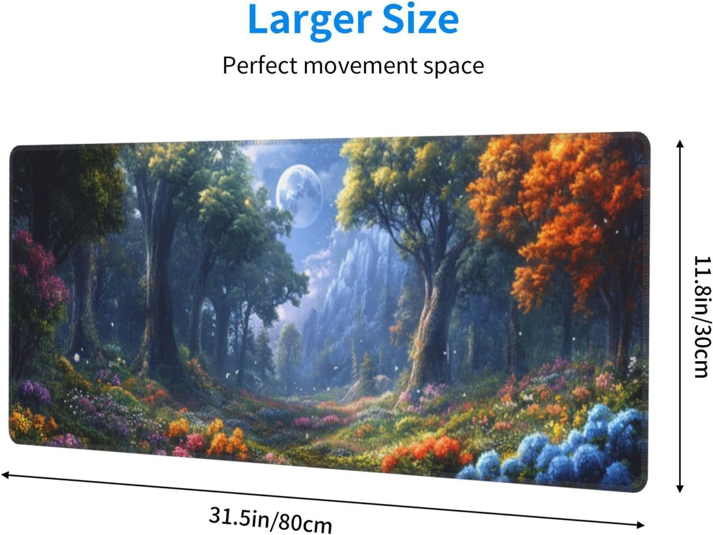 Tree Flower Mouse Pad 31.5 X 11.8 Inch Big Desk Rubber Base Stitched Edges Keyboard Pad XXL Mouse Mat for Home Game and Office