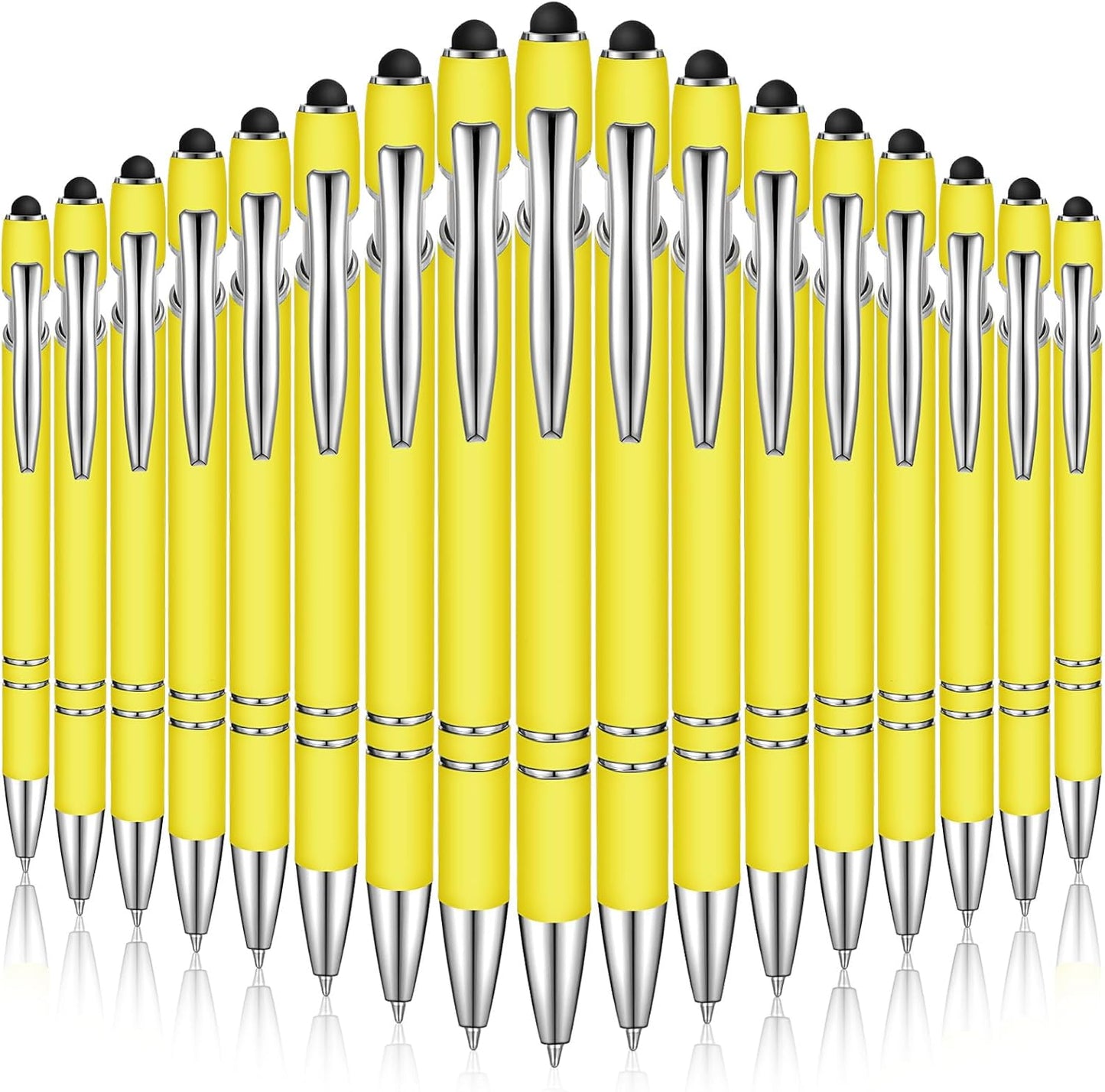 Zonon 38 Pieces Rubberized Ballpoint Pen with Stylus Tip Stylish Metal Pen Capacitive Styli with Soft Rubberized Grip, Black Ink for Most Devices(Yellow)