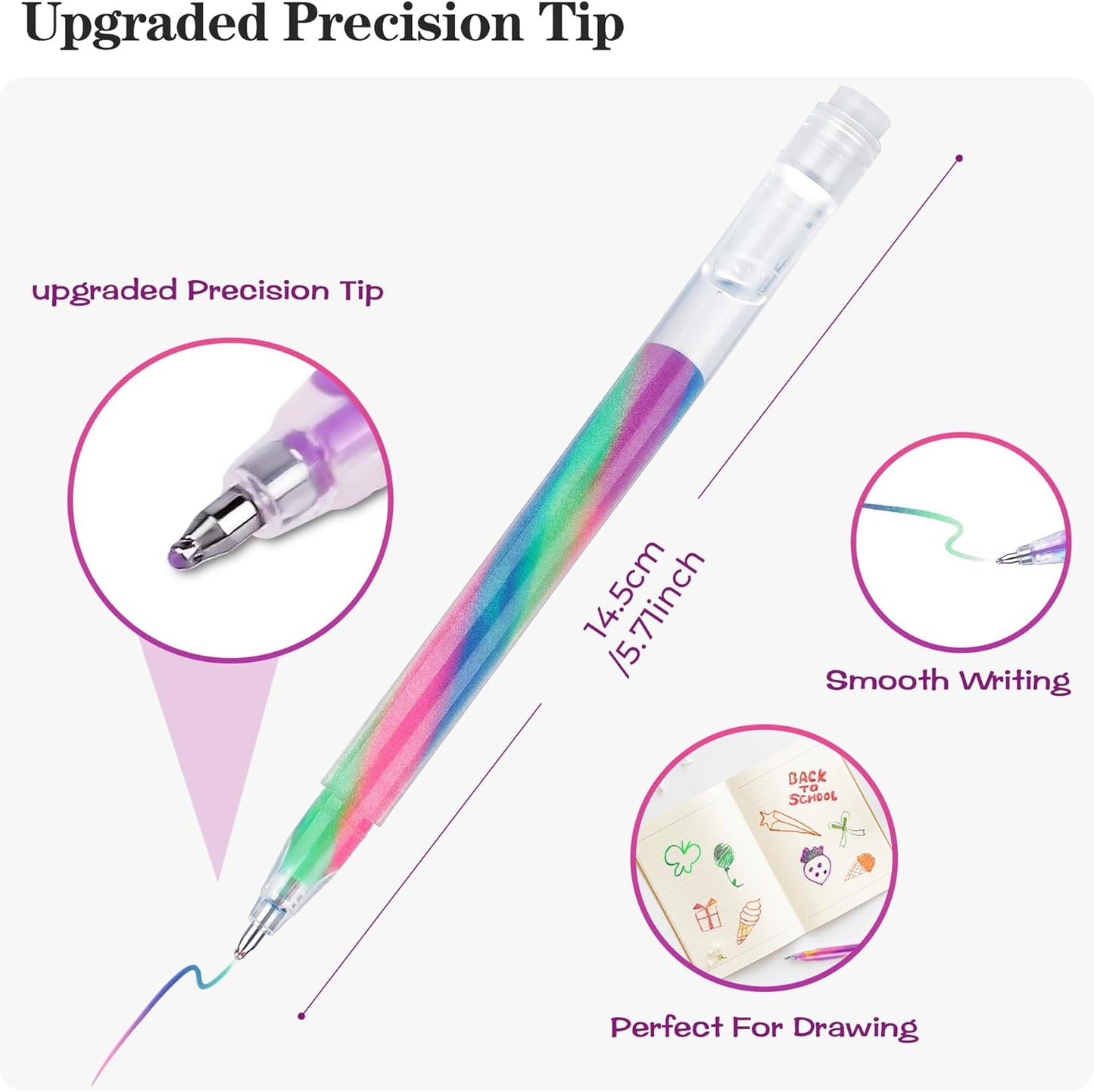 LIULIUCAI 12 Pack Mixing of 3 Colors Rainbow Gel Pens Color Changing Ballpoint Pen Glitter Pen Set for Adults Coloring Books Drawing Doodling Scrapbooking Notes Updated Version