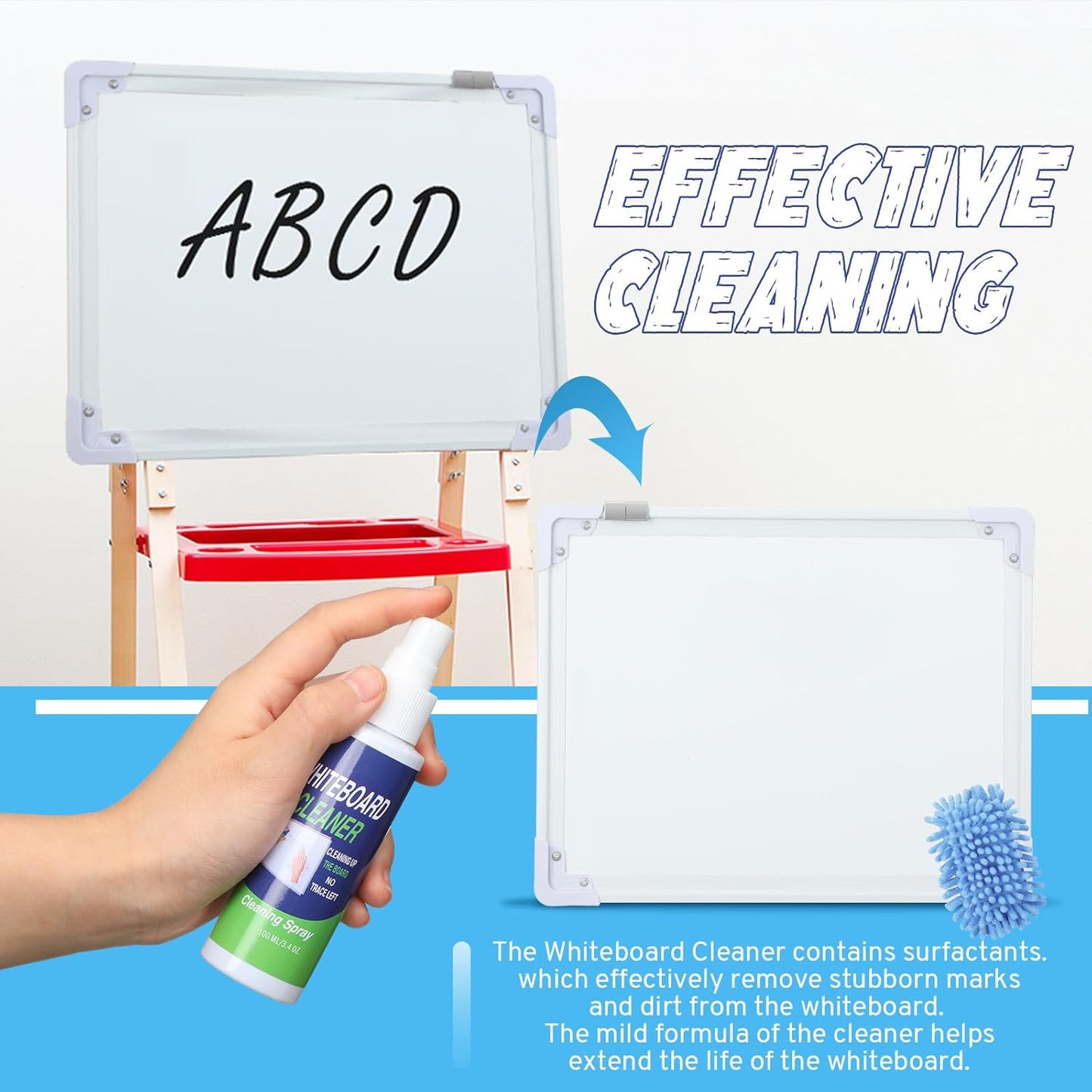 6 Pack Whiteboard Cleaner 3.4 Fl oz White Board Cleaning Spray Dry Erase Board Cleaner with Microfiber Shag Whiteboard Eraser Removes Stubborn Marks from Chalkboard (Pastel)