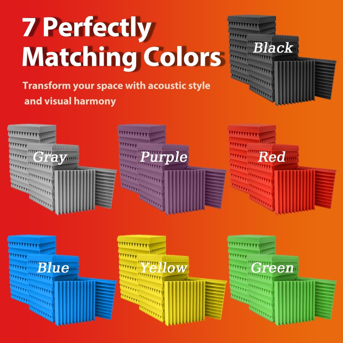 12 Pack Acoustic Panels – Sound Proof Foam Panels for Wall 12"x12"x2", Flame Retardant Wedge Acoustic Foam, High-Density Sound Absorbing Panels for Home Studio(Yellow, 2" Thick 12 Pack)