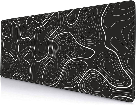 Hokafenle Large Gaming Mouse Pad, XL Extended Desk Keyboard Mouse Mat with Stitched Edge, Black Line Non-Slip Computer Mousepad for Office Laptop, 31.5x11.8inch