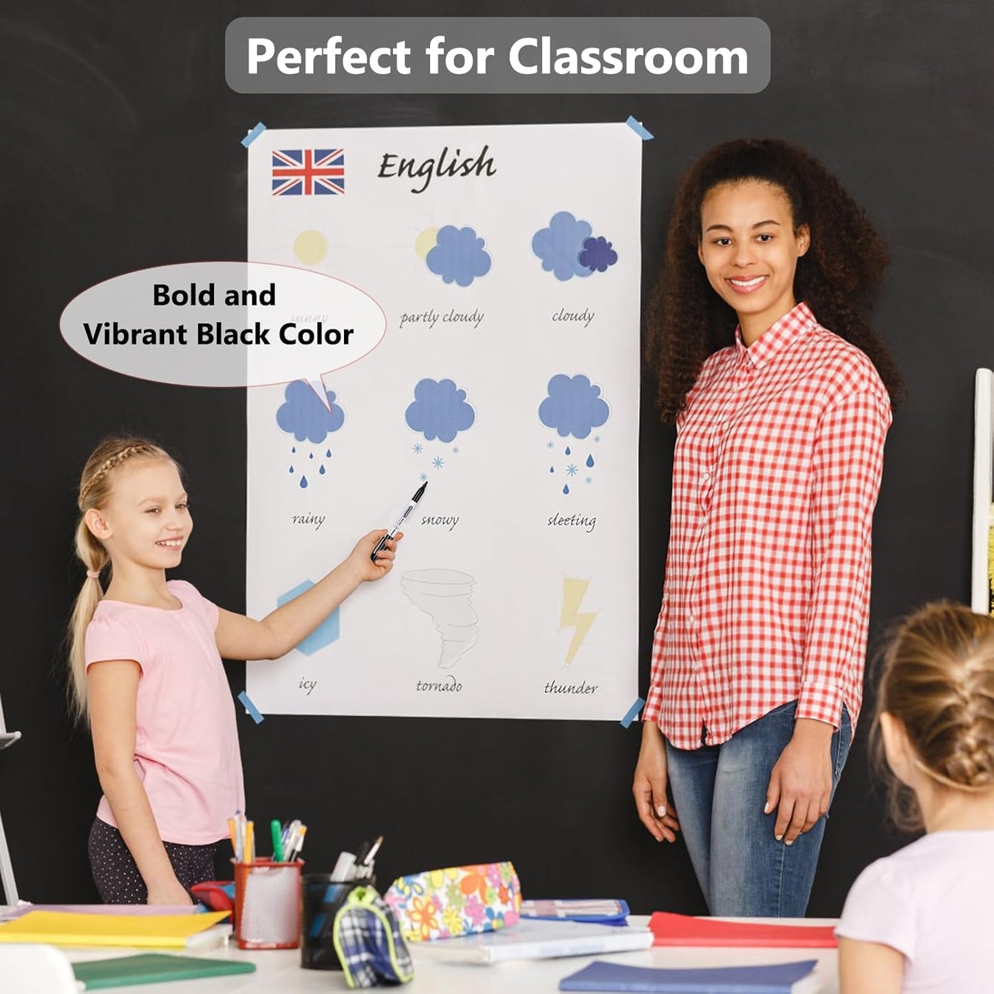 SFAIH Fine Tip Dry Erase Markers - 144 Pack Black Whiteboard Erasable Markers Bulk for Kids Adults, Ideal for Classroom School Office Home Use on White Board, Non-Toxic Easy Clean