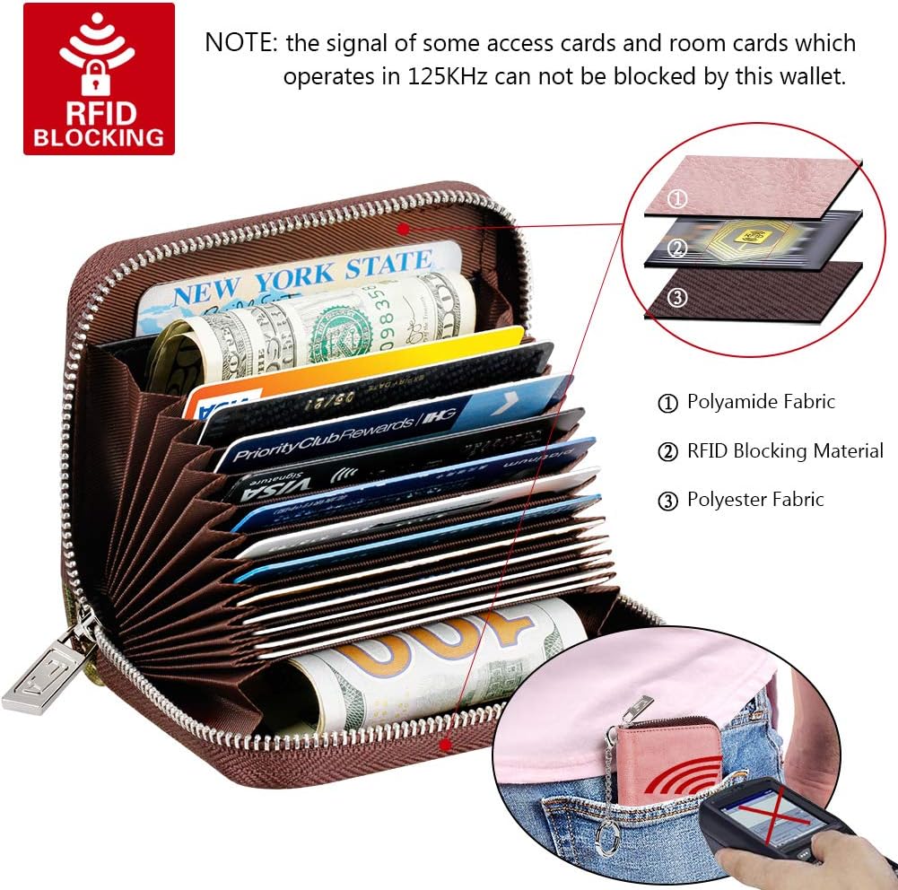 FurArt Zipper Wallet Women, RFID Blocking Credit Card Wallet, Business Card Holder, Compact Size KeyChain Wallet
