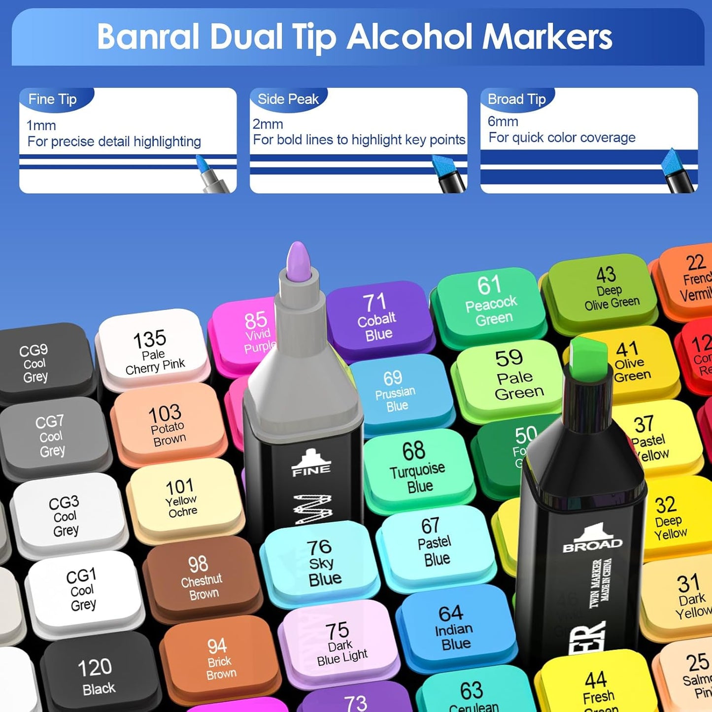 Banral 262 Colors Alcohol Markers Set, Dual Tip Alcohol Based Art Marker for Artists Kids Adult Coloring, Permanent Illustration Sketch Pens for Drawing with Case and Holders