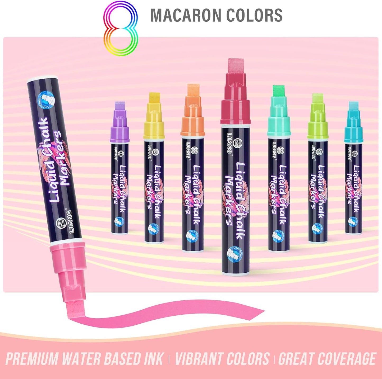 Window Chalk Markers Washable, Macaron 8 Colors Jumbo Chalk Marker Car Glass Erasable, Liquid Chalk Pens with 10mm Thick Tips for Chalkboard, Windows, Glass, Mirror, Auto, Poster, Bistro, Cars of DIY
