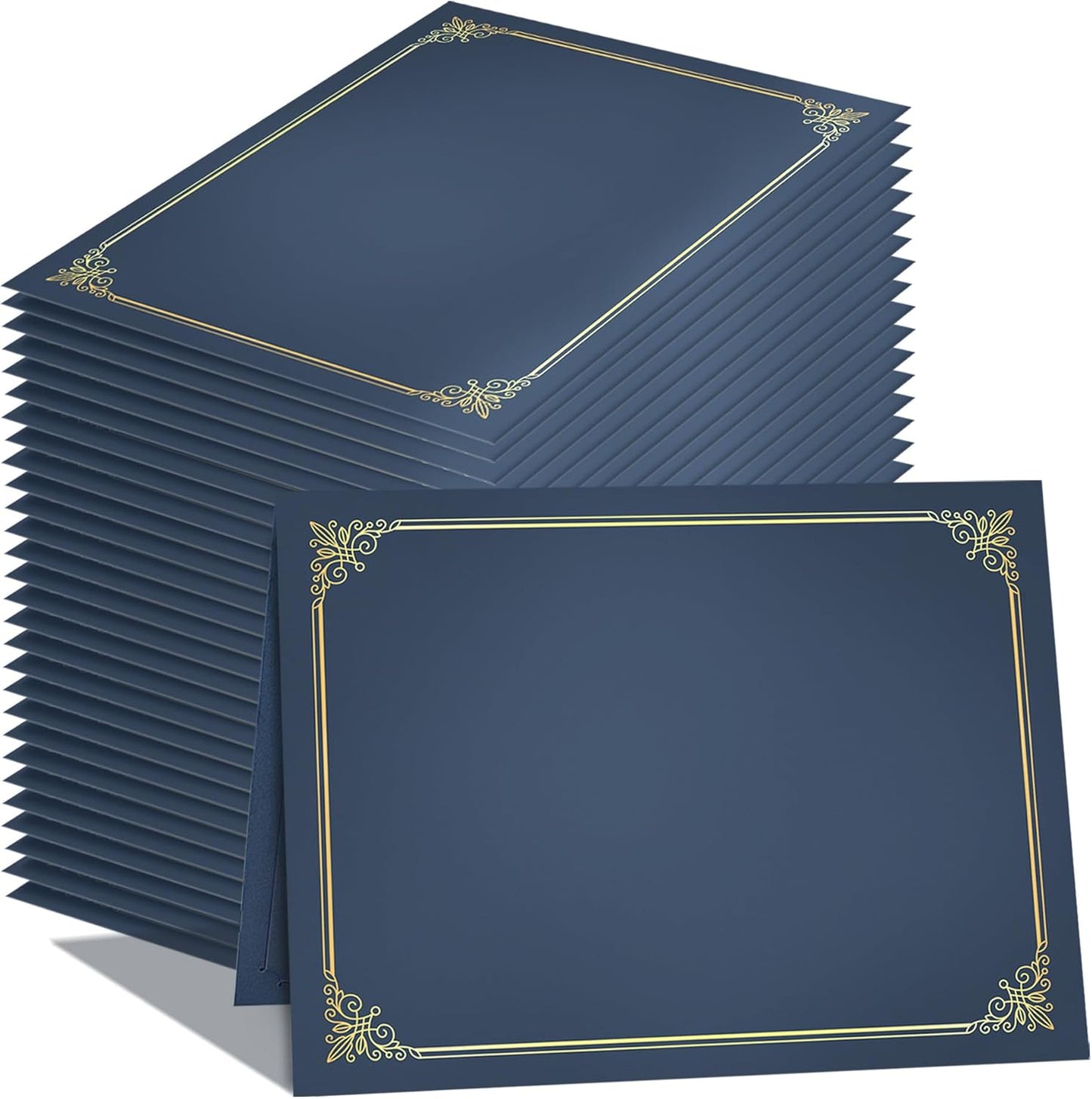 GNL Certificate Holders - 50 Packs Navy Blue Diploma Holders, Certificate Covers with Gold Foil Border, for Letter Size 8.5 x 11 Certificate Paper, Award, Graduation, Documents