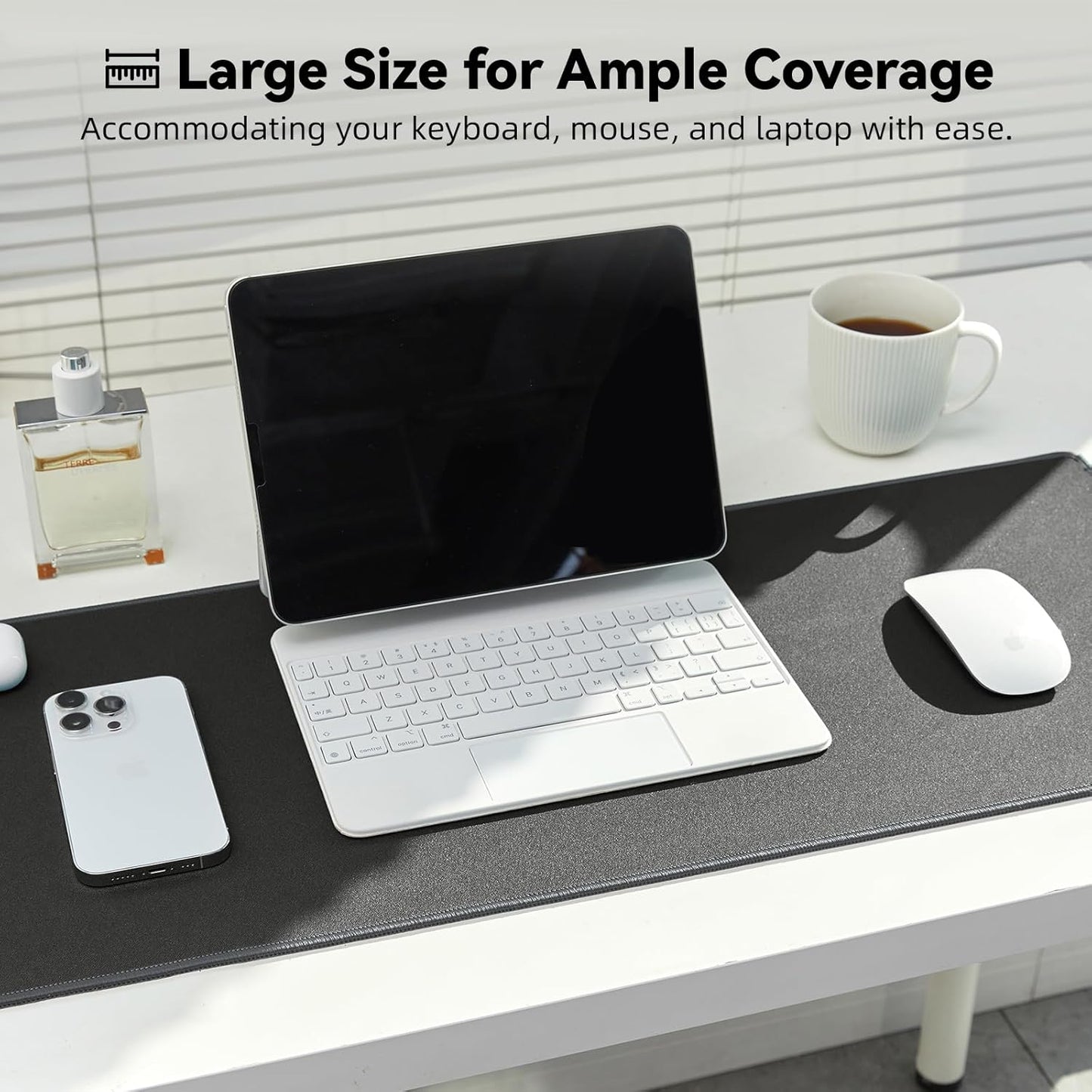 Waterproof Large Gaming Mouse Pad with Durable Stitched Edges, Non-Slip Rubber Base, Smooth Surface Mouse Mat Desk Pad for Home Office Gaming, 27.5"x11.8"x0.08", Dark Gray