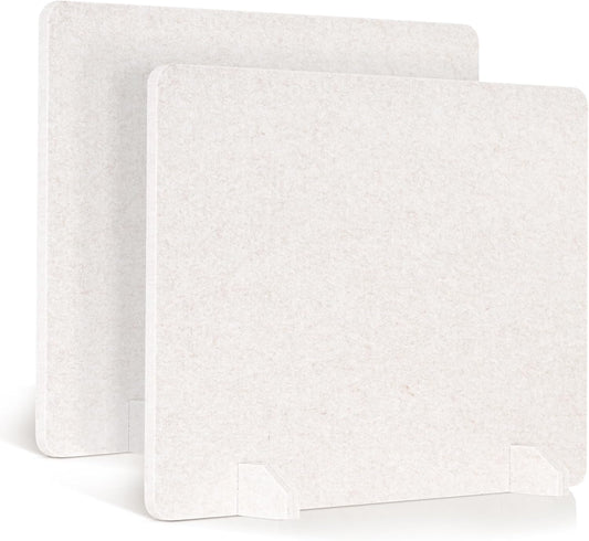 2 Pack Acoustic Desk Dividers - 24" x 20" Freestanding Privacy Panels Set with Noise - Reducing Design Cubicle Sound Proof, Ideal for Office, Classroom, and Home (Light Beige)