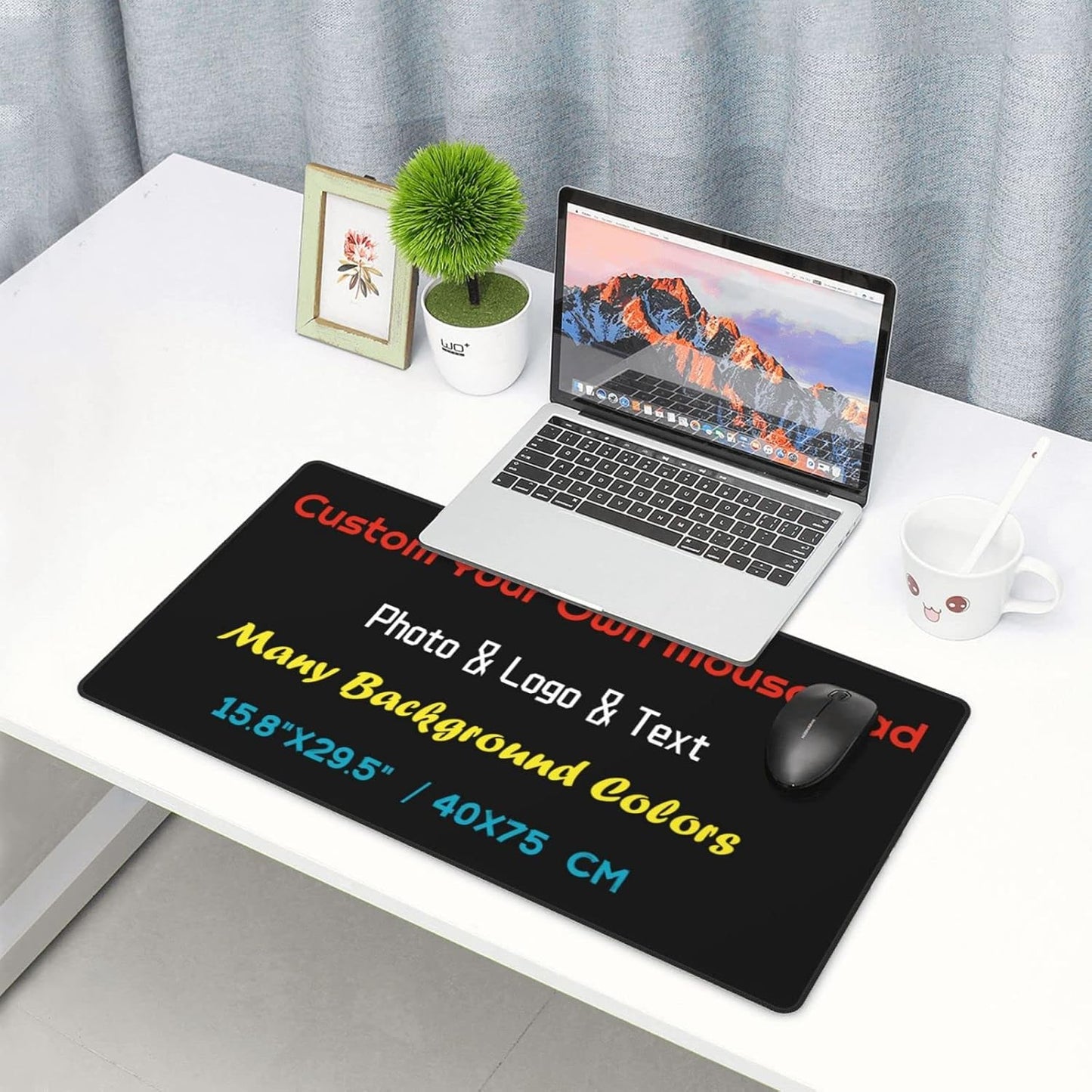 Custom Personalized Extra Large Mouse Pad with Photo Logo Text, Design Your Own Desk Mat for Desktop Gaming, Cool Extended Desk Mat, Water Resist Desk Pad for Keyboard Laptop for Kids Adults Teens