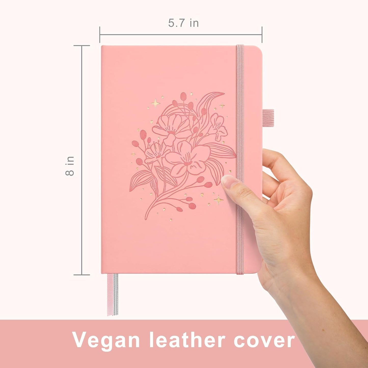 &And Per Se Lined Journal Notebook for Women&Men with Pattern, 160 Pages 100GSM Thick Paper, A5 Hardcover Journals for Writing(Blush)