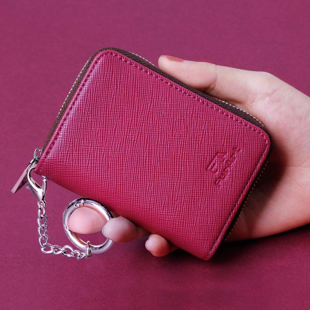 FurArt Zipper Wallet Women, RFID Blocking Credit Card Wallet, Business Card Holder, Compact Size KeyChain Wallet