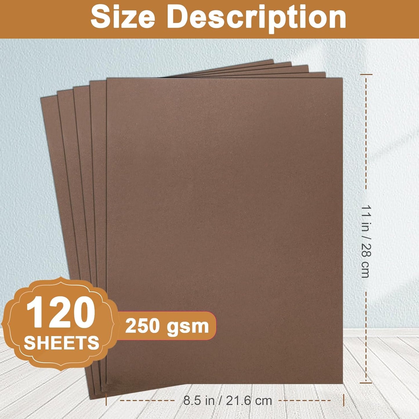 120 Sheets Coffee Color Cardstock 8.5 x 11 Printer Paper, 92lb Dark Brown Card stock for DIY Cards Making, Crafting, Thank You Cards, Invitations, Menus