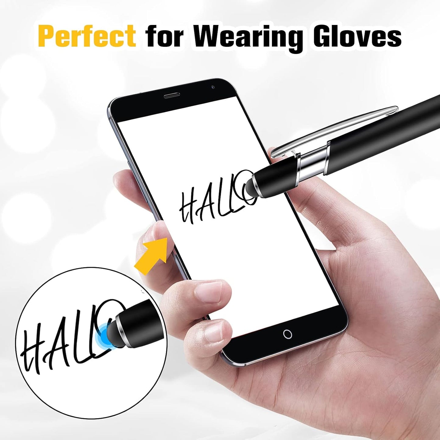 Zonon 38 Pieces Rubberized Ballpoint Pen with Stylus Tip Stylish Metal Pen Capacitive Styli with Soft Rubberized Grip, Black Ink for Most Devices(Black)