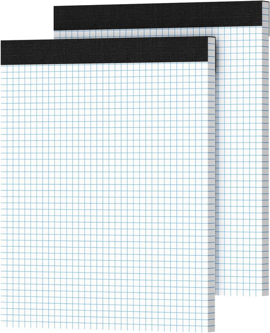 Graph Paper 8.5 X 11, 2 Pack, 4x4 Quad Ruled, Grid Paper Pad 8-1/2" X 11.75", Grid Pad 8.5 X 11.75, Engineering Notebook, Easy Tears Off, White 70 Gsm Graft Paper