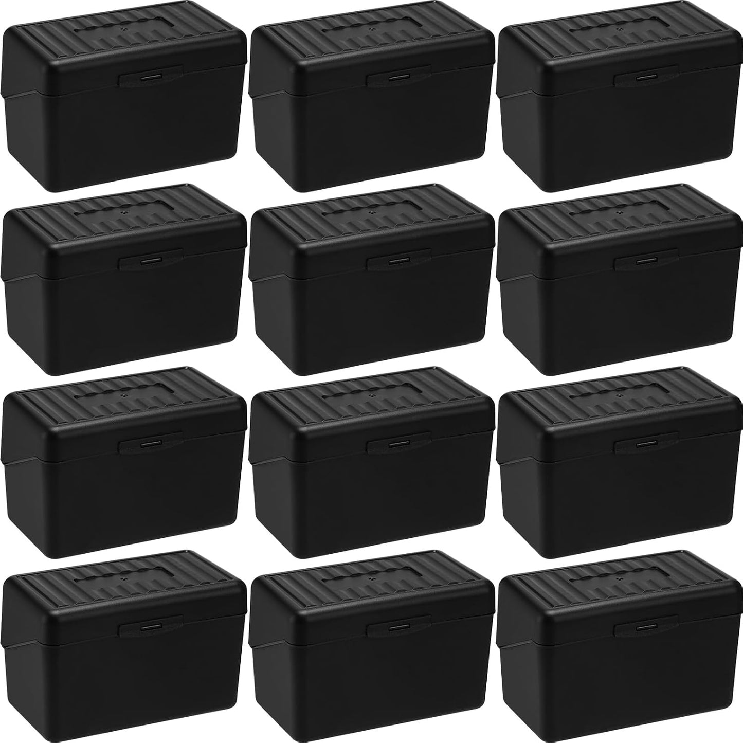 Fuutreo 12 Pack 3x5 Organizer Index Card Box Flash Note Index Card Holder Case for Recipes Addresses(Black)