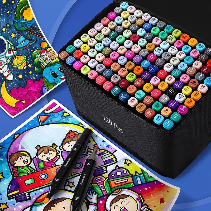 120 Colors Alcohol Markers Artist Drawing Art Dual Tip Markers Perfect for Kids Boys Girls Students Adult