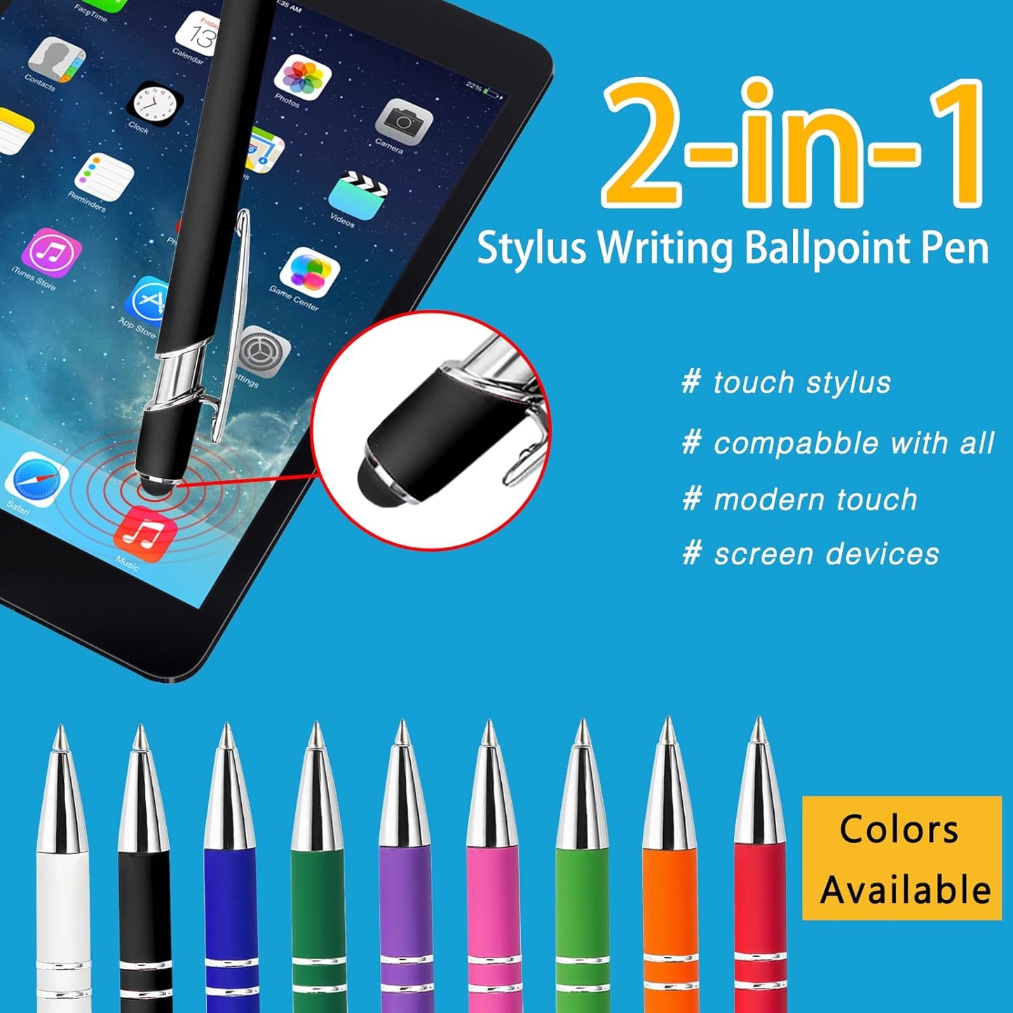 Max 500 Pcs Personalized Pens Bulk, Custom Pens with Free Engraving, Customized Stylus Tip Ballpoint Pen with Your Name Massage Text for School Office Business Graduation Anniversaries-50 Packs