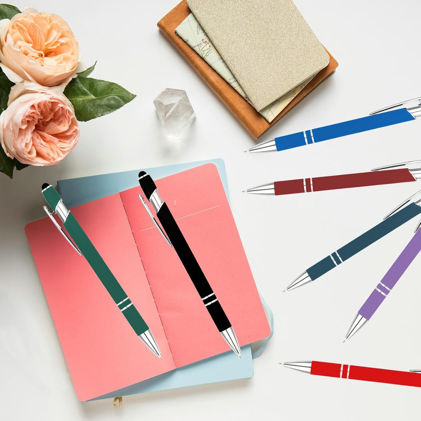 Personalized Pens with Name Logo or Message, Up to 1200 pcs Bulk Custom Metal Ballpoint Pen with Black Ink Customized Gift for Business, Graduation and Promotions (Green)