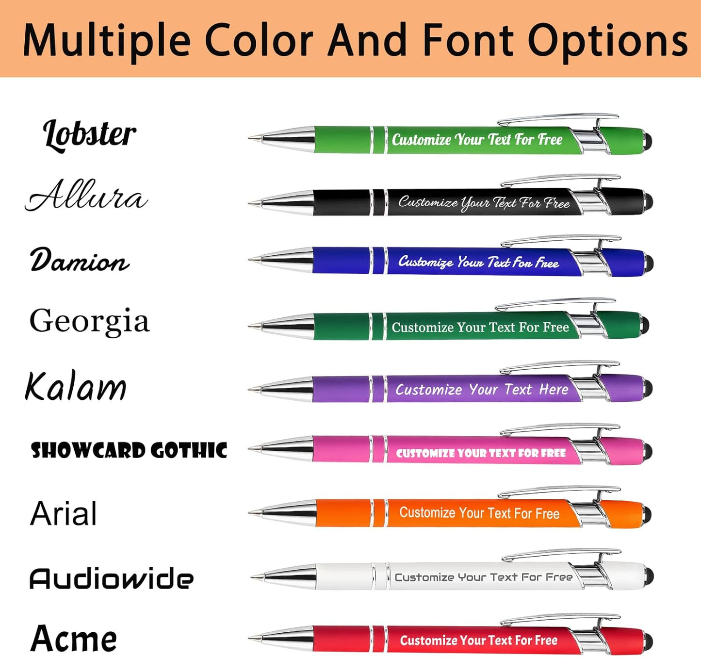 Max 500 Pcs Personalized Pens Bulk, Custom Pens with Free Engraving, Customized Stylus Tip Ballpoint Pen with Your Name Massage Text for School Office Business Graduation Anniversaries-150 Packs