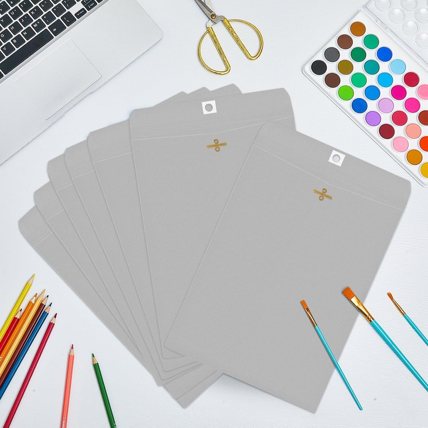 Geyee 50 Pcs 9 x 12 Inch Gray Manilla Clasp Envelopes Letter Size Mailing Envelopes with Clasp Closure for Filing Storing Documents Office Home Business School