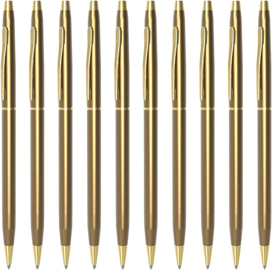 Cambond Ballpoint Pens Fancy Pens - Black Ink Bulk Pens 1.0 mm Medium Point Retractable Metal Pen Comfortable Writing for Men Women Police Uniform Office Business, 10 Pack (Champagne Gold)