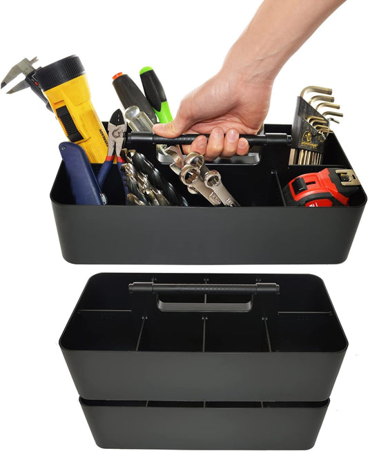 -Large Portable Caddy, DIY Dividers, 8 Compartments, School Office Supplies Home Business Organizer,Portable Basket with Handle Storage Organizer Modern Made in USA (3 PACK, Black)