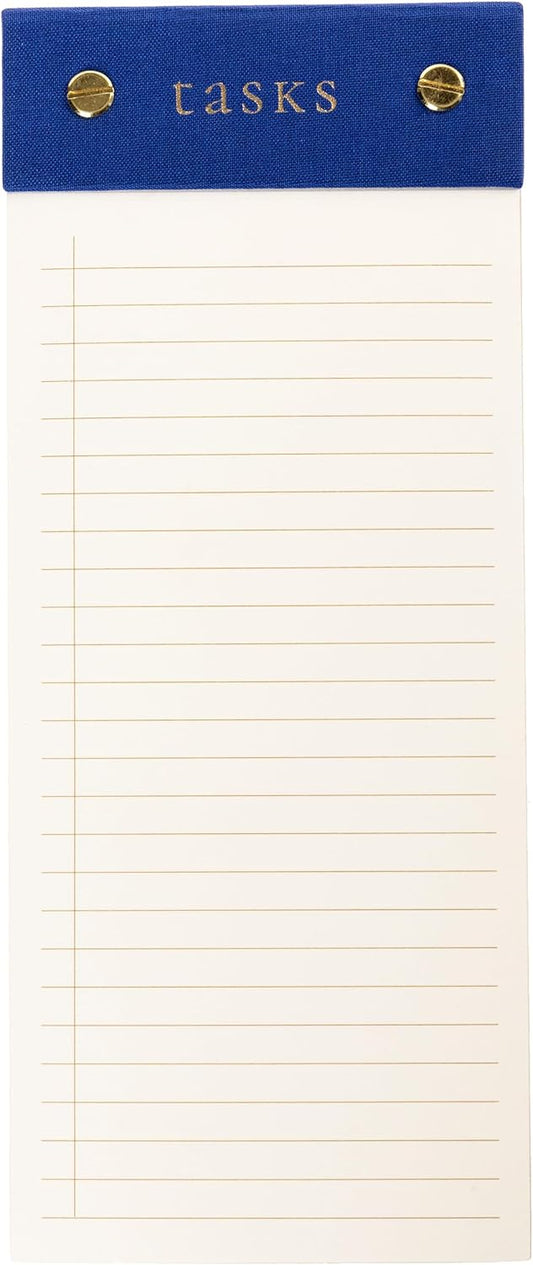 Graphique Post-Bound List Pad Luxe Collection, Perforated Sheets To-Do Notepad, Hardcover Binding, Gold Foil Embossing, 100 Pages, 4” x 9.75”, Colbalt Blue