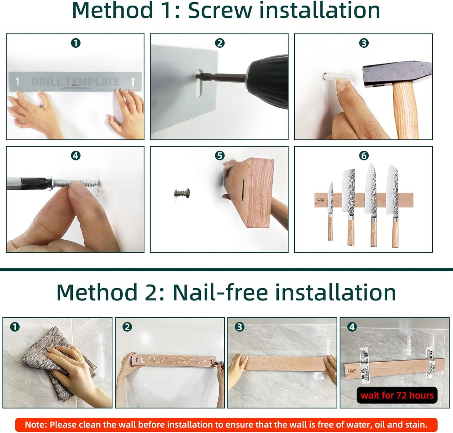 FINDKING Wood Magnetic Knife Strip, Magnet Utensil Holder for Wall, Refrigerator, Wooden Rack for Kitchen Knives, No Drill (Beige, 18 Inches, Without Knives)