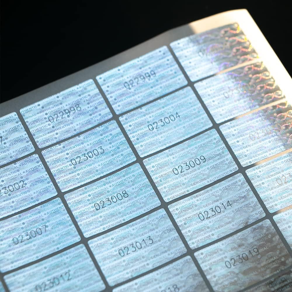 120Pcs Hologram Tamper Proof Stickers Security Tamper Evident Seal Warranty Void Original Genuine Authentic Holographic Labels/Stickers with Unique Serial Number(1.18X0.79 inch,Silver)
