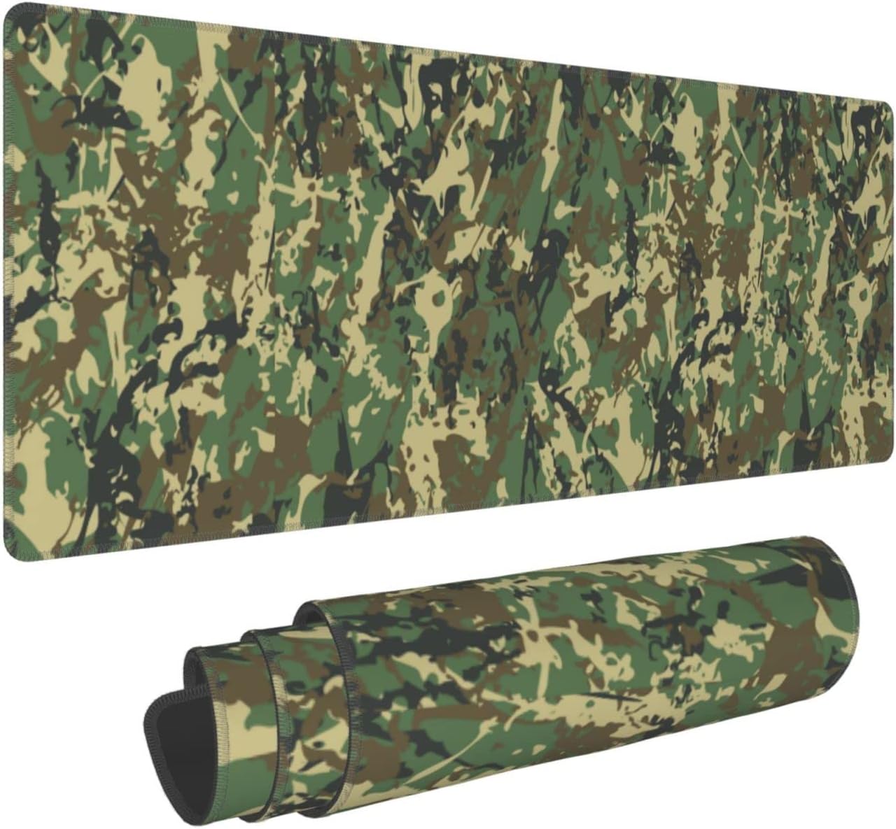 XL Large Gaming Mouse Pad, Abstract Military Camouflage Full Desk Mousepad with Stitched, Long Non-Slip Base Camo Keyboard Pad, PC Laptop Computer Mat Gifts for Women Office Decor, 31.5 * 11.8 in