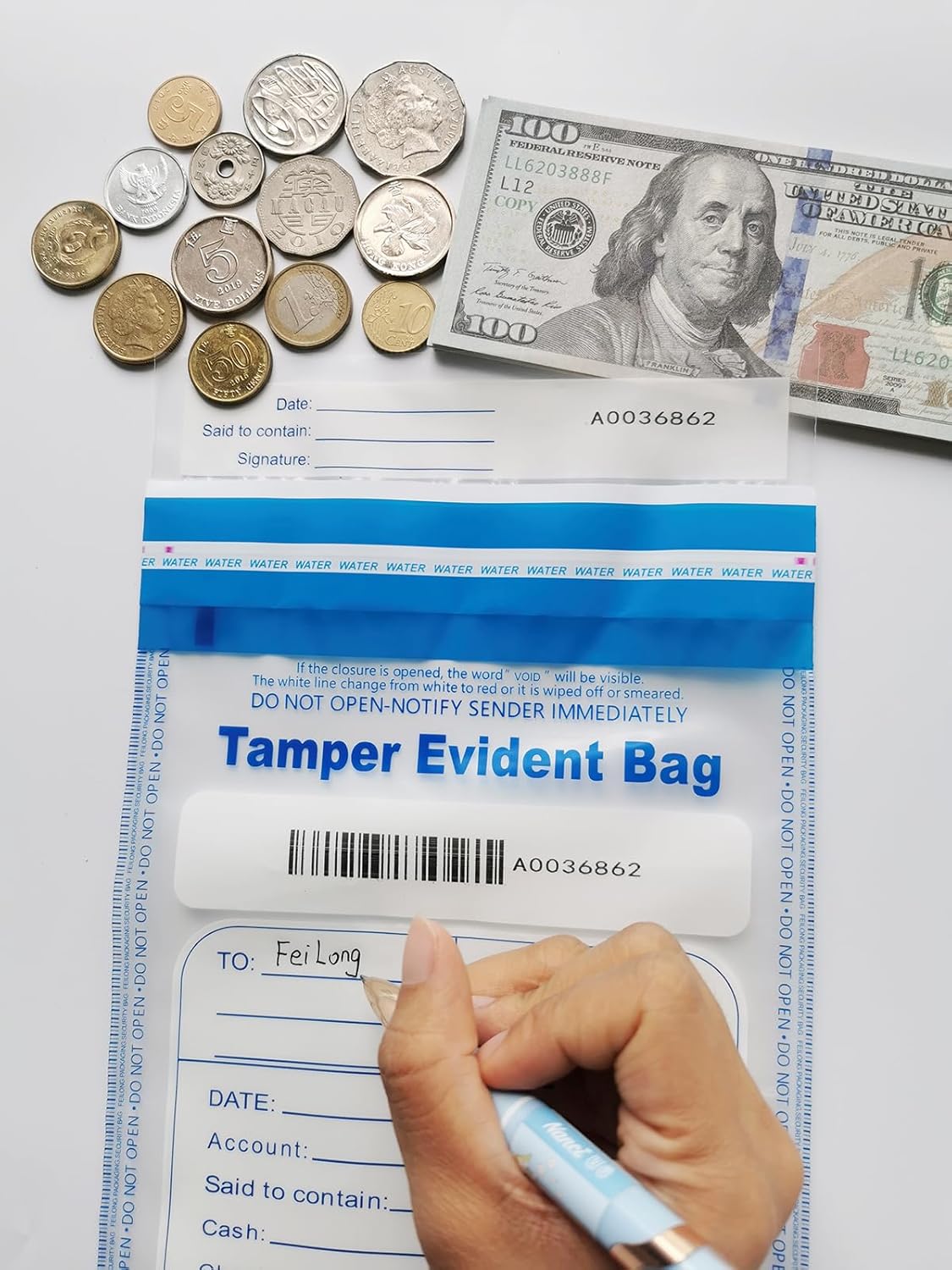 100Pcs 6"x9" Clear Plastic Bank Deposit Bag - Tamper Evident Security Bags -Transparent Cash Money Bags with High Level Security Seal