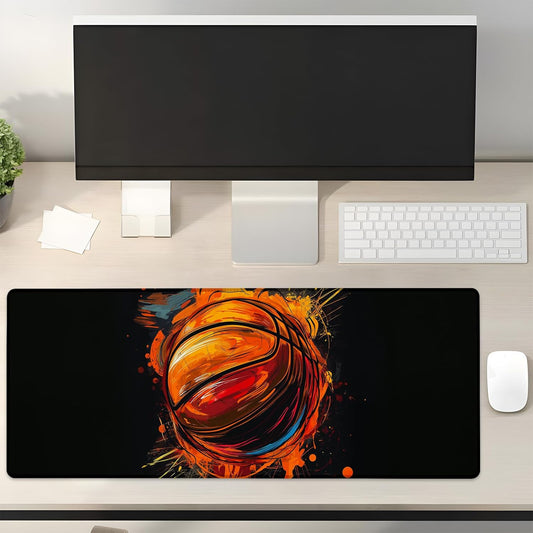 Basketball Gaming Mouse Pad Gifts 31.5" x 11.8", Non-Slip Rubber Base MousePads for Computers Laptop School Office Home Accessories Decor, Mouse Pad, Keyboard Desk Mat