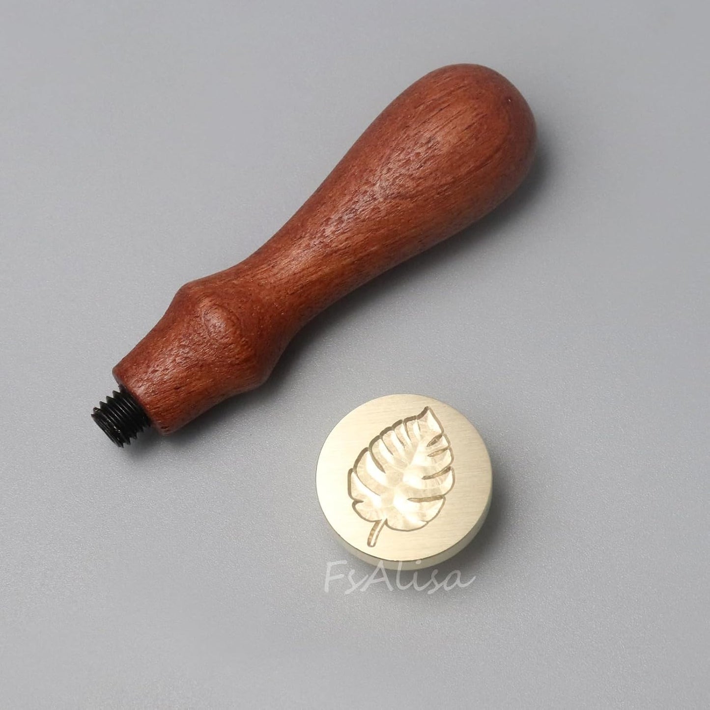 fsalisa Wax Seal Stamp Set 6 Pcs Flower Leaf Sealing Wax Stamps Copper Seals + Wooden Hilt, Seal Wax Stamp Kit with Gift Box for Invitations Cards Letters Envelopes Wine Packages (Botanical Set#-2)