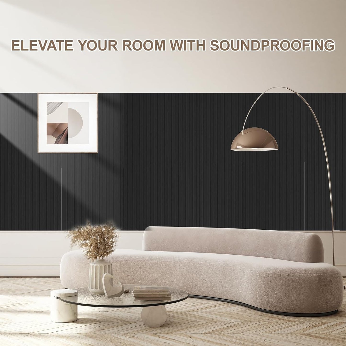 10Pack Large Acoustic Panels, 48x24x0.38 inch Sound Proof Panels for Walls, Self-Adhesive Sound Dampening Wall Panels, Noise Absorbing Decorative Wall Panels, Wall Noise Blocker for Home (Black)