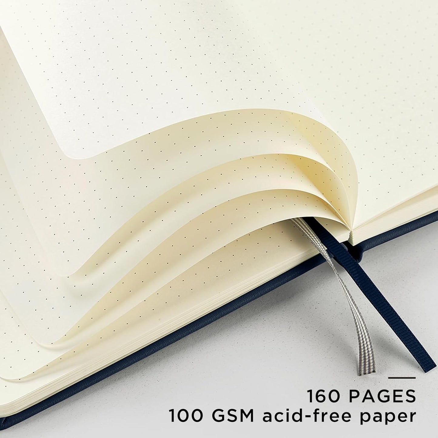 &And Per Se Dotted Journal Notebook, A5 Hardcover Bullet Dotted Journal, 160 Pages 100 gsm Thick Dotted Paper, 3 Sheets of Stickers Included - 5.7'' x 8''（Dark Blue）
