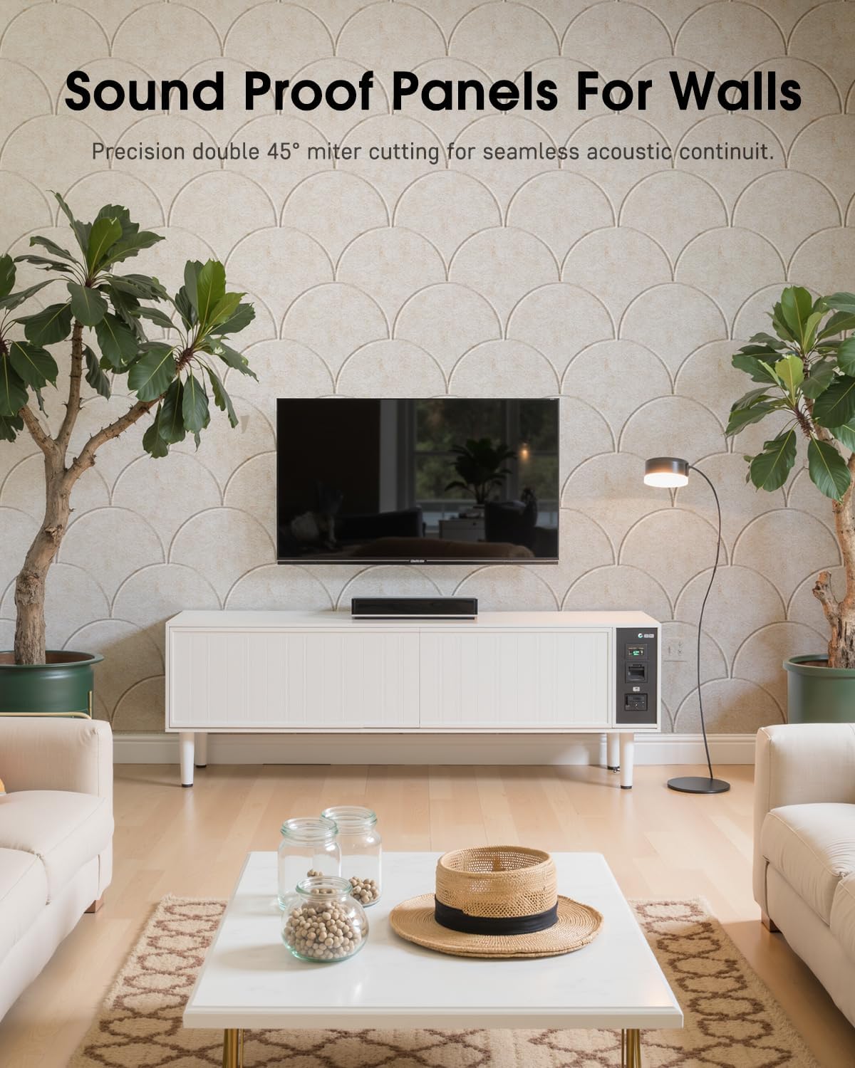 12 Pack Sound Proof Foam Panels for Walls，Self-Adhesive Acoustic Panels, 12" X 12" X 0.4" Sound Proof Panels for Walls，Door, Ceiling, Home Office Beige