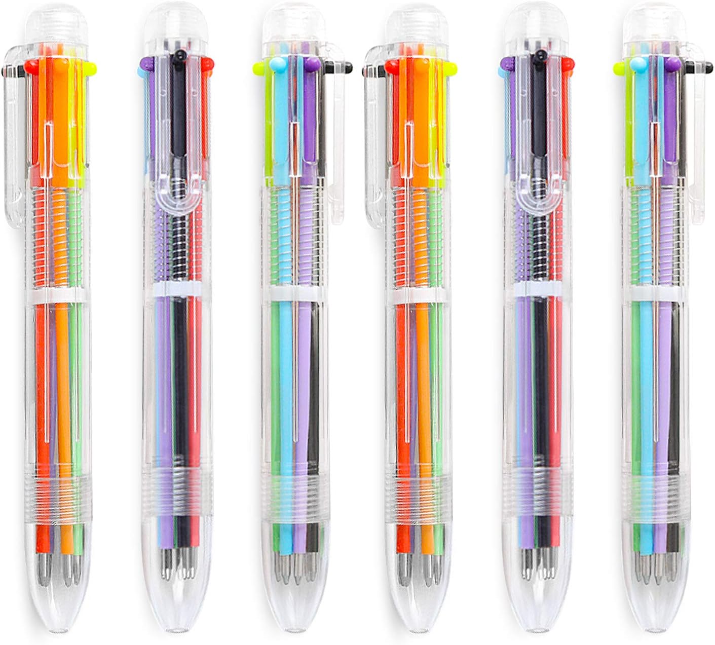 Hutou 23 Pack 0.5mm 6-in-1 Multicolor Ballpoint Pen 6 Colors Retractable Ballpoint Pens Kids Party Favors Pen (23 Pack)