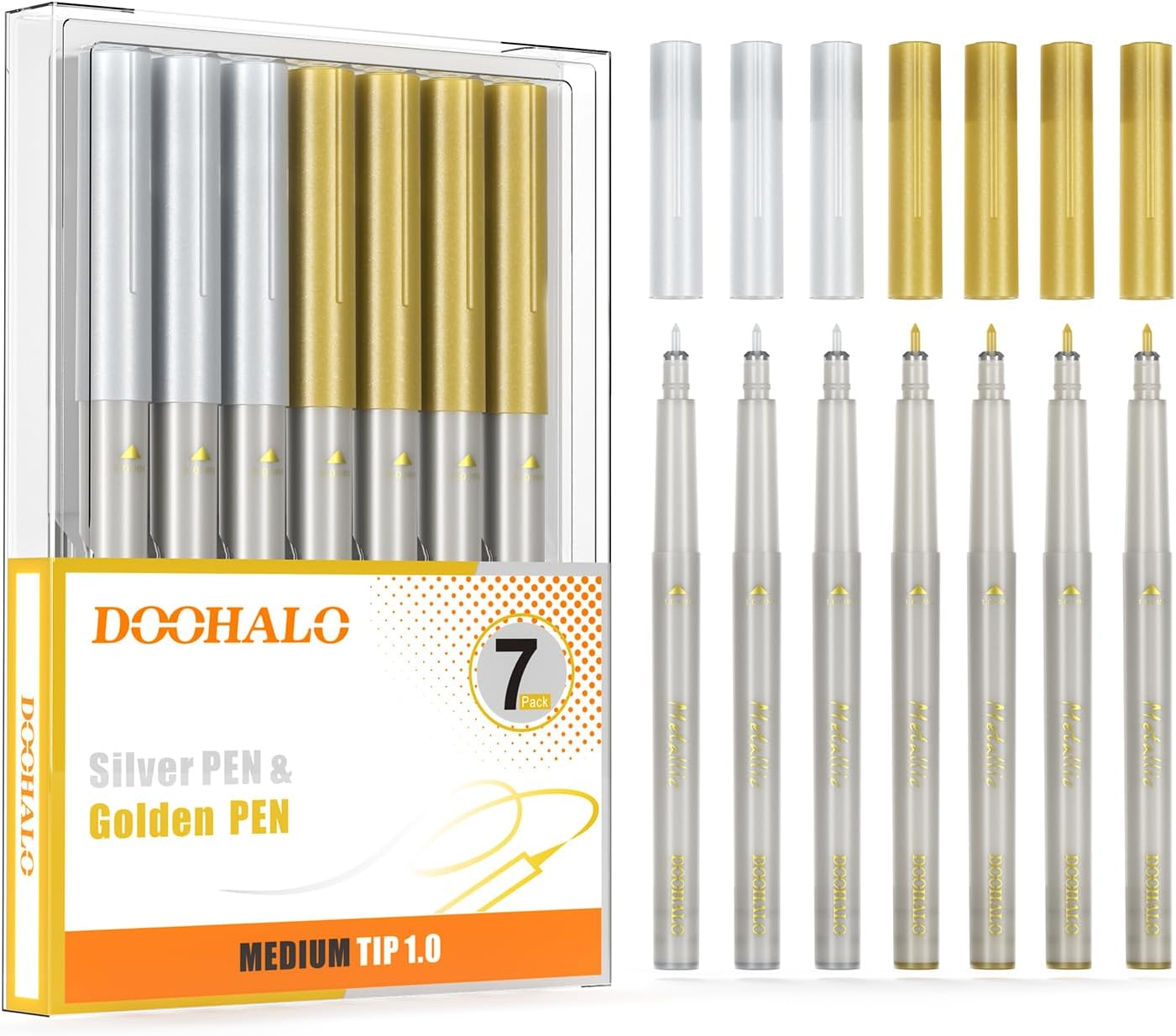 DOOHALO Metallic Pens Gold Silver Marker Compatible with Cricut 3/Maker/Explore 3/Air 2/Air Machine 1.0 Medium Point Tips for Drawing Writing