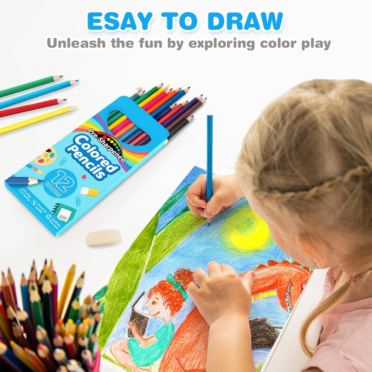 432 Count Colored Pencils Bulk, 36 Pack Colored Pencils for Kids, Pre-sharpened Coloring Pencils in 12 Vibrant Colors, Bulk School Supplies for Teachers, Classroom Prizes, Drawing Art Supplies