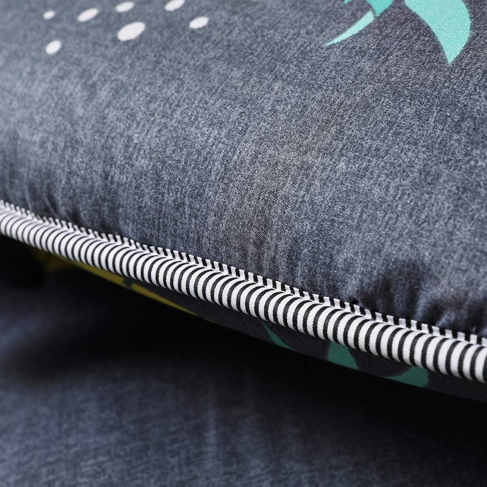 Grey Pineapple Japanese Floor Futon Mattress, Tatami Floor Mat Portable Camping Mattress Kids Sleeping Pad Foldable Roll Up Floor Lounger Couch Bed Queen Size with Mattress Protector Cover