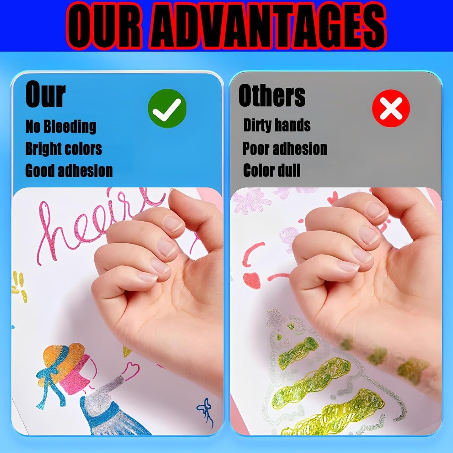 Glitter Markers Pens,48 Colors Dual Tip Brush Glitter Pens Set 24 Pack Sparkle Markers for Art Supplies Scrapbooking, Cards, DIY Crafts, Adults Coloring Books