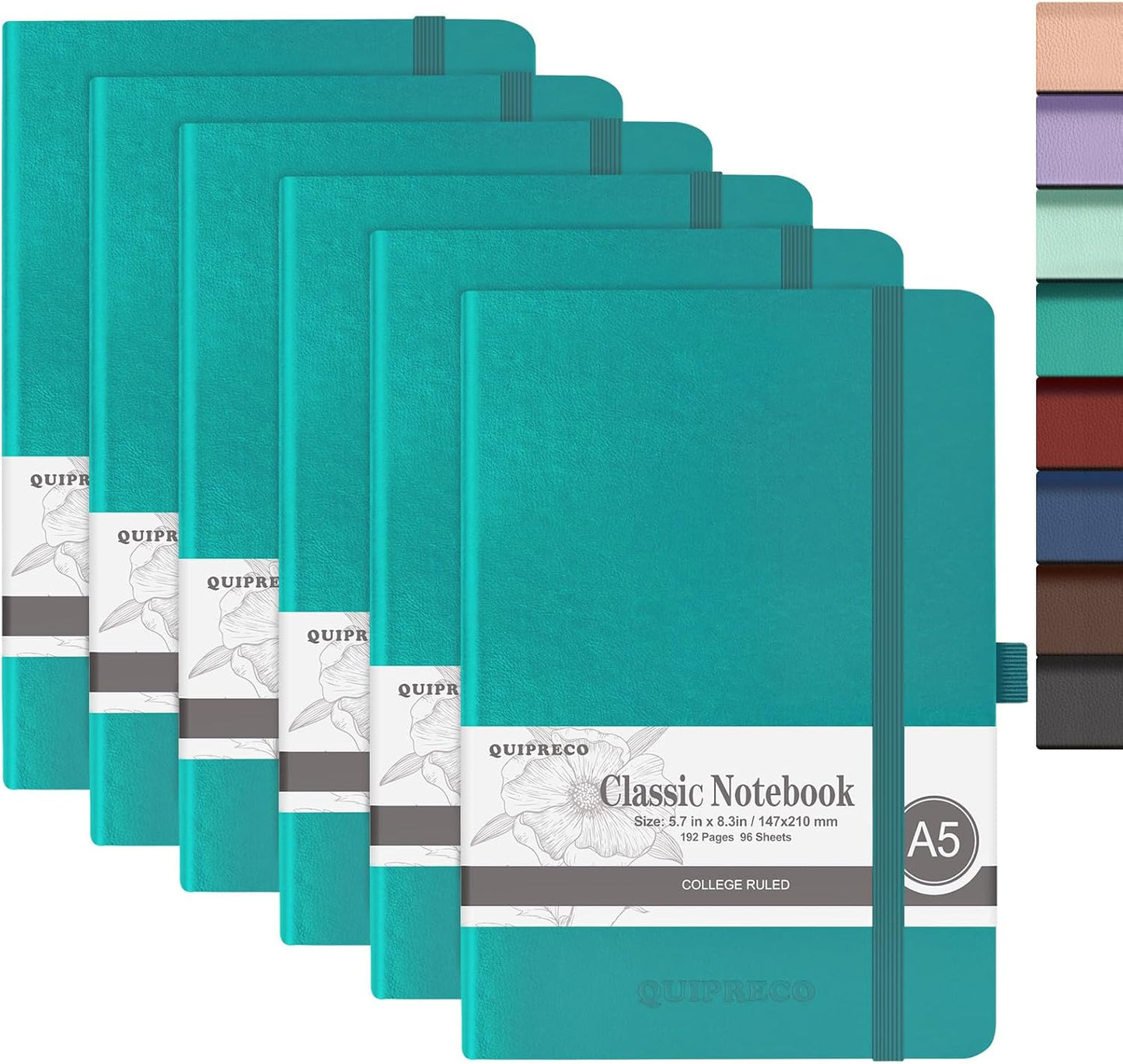 Hardcover Lined Bullet Dotted Journal Notebook, A5 140 192 Pages 100 120Gsm Paper College ruled for School,Work,Travel,and Daily Planning，5.7''*8.3'' (6, Turquoise, A5 Lined)