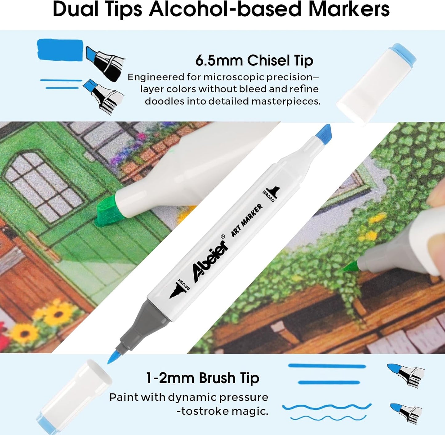 120 Colors Alcohol Markers Set with Dual Tip, Alcohol-Based Art Markers for Kids Adults Students, Vibrant Blendable Colors, Premium Portable Case, Ideal Gift for Artists & Beginners