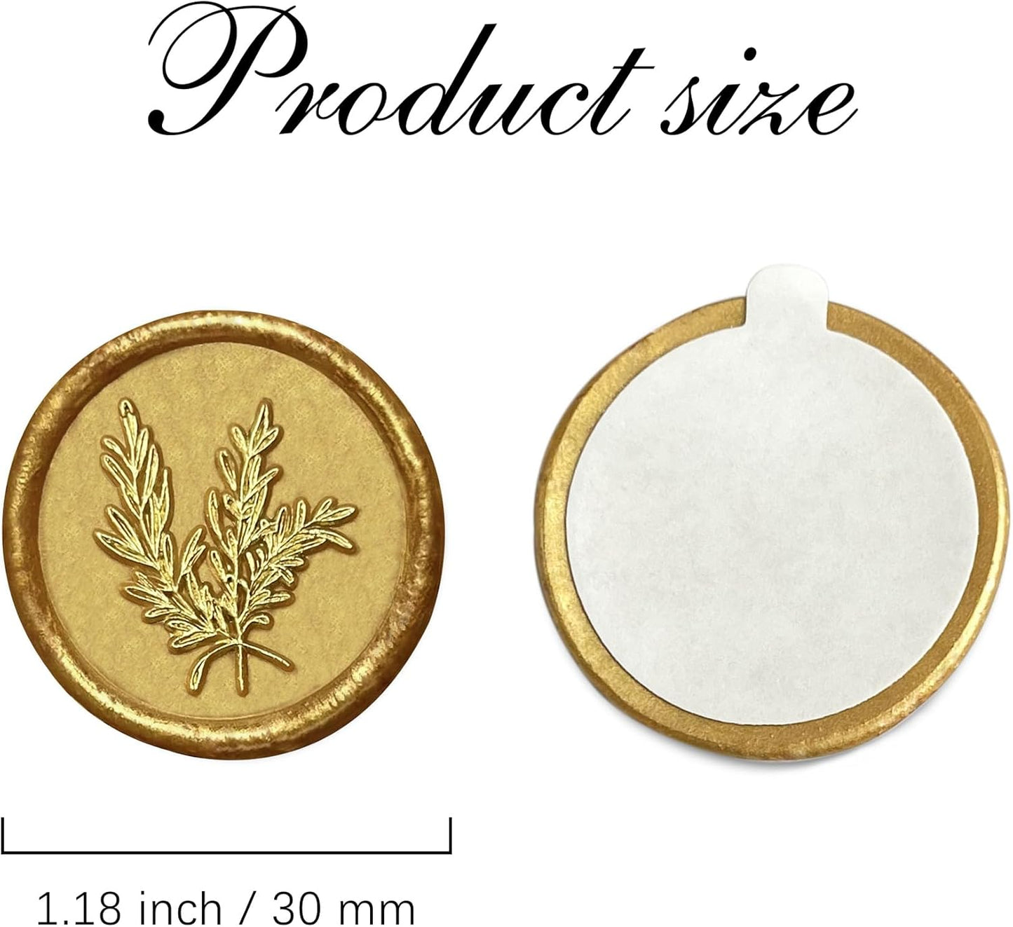 100Pcs Gold Wax Seal Stickers - Handmade Envelope Seals, Self-Adhesive, Wedding Party Invitations, Envelope, Gift Wrap, Christmas (Gold Rosemary Style)